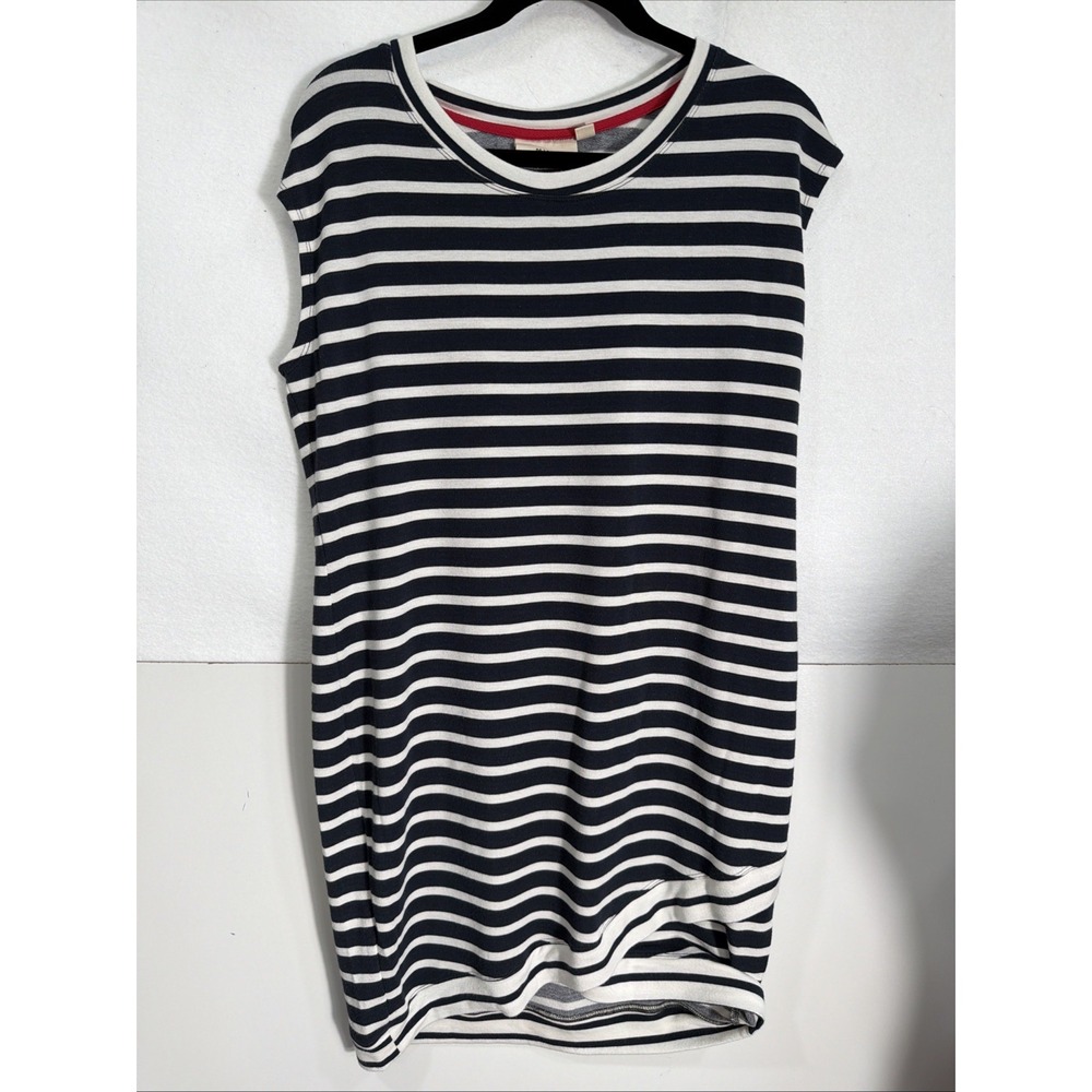 Mind Over Matter Short Sleeve Sweatshirt Dress Women's Medium Navy Blue w/ White